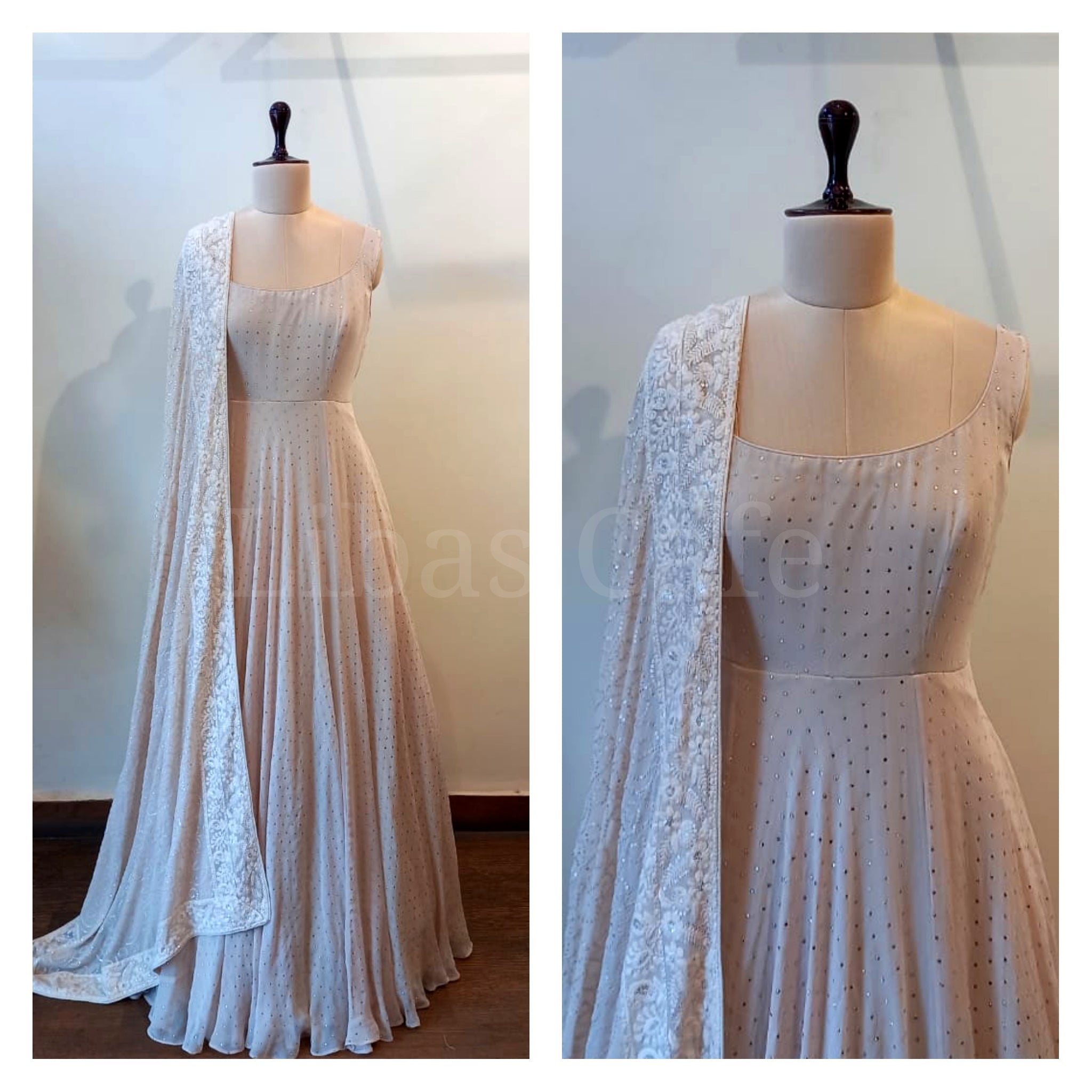 Nude Mukaish Suit And Lakhnavi Dupatta